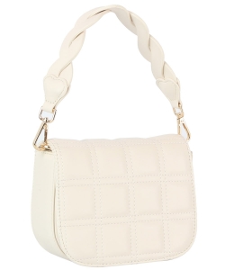 Fashion Quilted Flap Satchel Bag LE-0324 IVORY